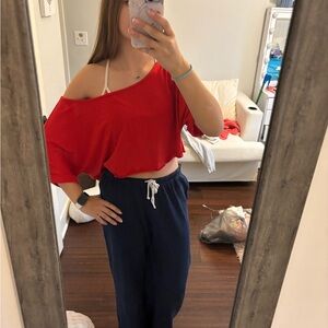 Red Off-Shoulder Crop Top Amazon